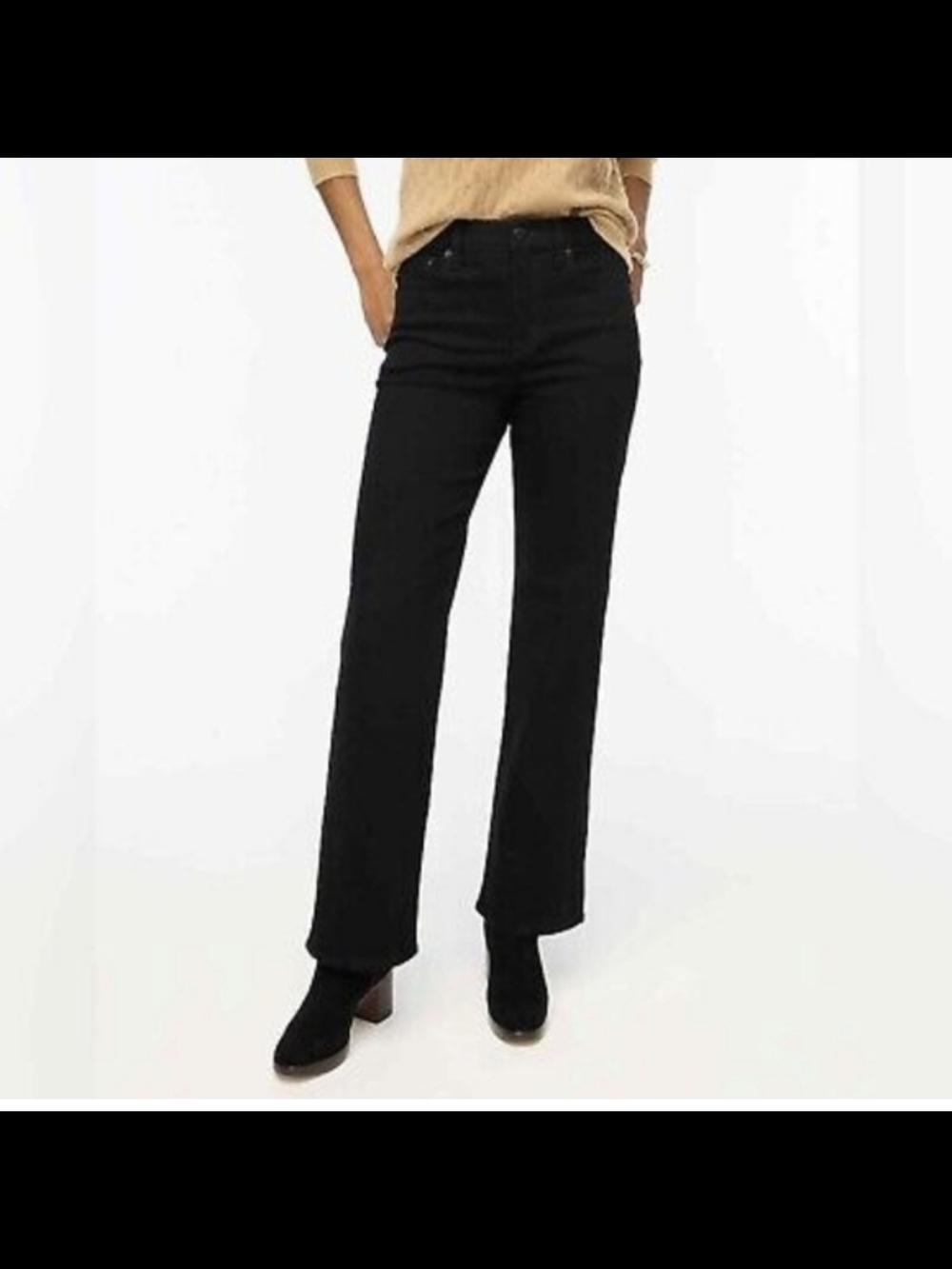 J. Crew Wide Leg Full Length Jeans Black Size 31 All Day Stretch